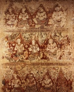 Mural paintings showing celestial deities dating from the early 18th century Ayutthaya period