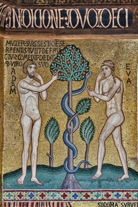 The Palatine Chapel (Basilica), cycle of mosaics on the Old Testament, cycle of the Creation: The Original Sin, XII century