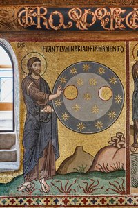 The Palatine Chapel (Basilica), cycle of mosaics on the Old Testament, cycle of the Creation: The Creation of Stars, XII century
