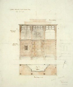 Design for Cupboard in English Walnut and Ebony by Sidney Barnsley
