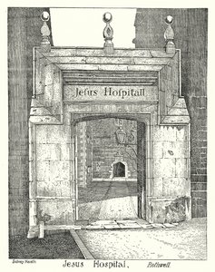 Jesus Hospital, Rothwell (engraving) by Sidney Heath
