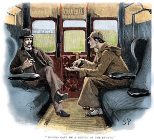 The Adventure of Silver Blaze, Holmes and Watson on train