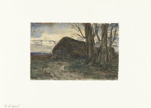 Sheepfold by Trees in Evening Light
