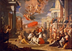 St. Charles Borromero administering Holy Communion to plague victims in 1576, by Sigismund Caula
