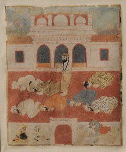 Guru Nanak Dev Ji Standing in the Midst of Devotees by Sikh School
