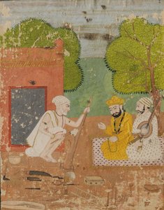 Guru Nanak with Mardana in the House of Bhai Lalu