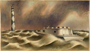 Mail to Cape Lookout (mural study, Beaufort, North Carolina Post Office) by Simka Simkhovitch