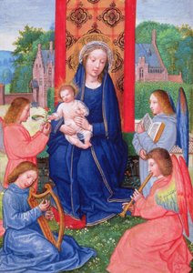 Madonna and Child with angels playing instruments, from the Hours of Joanna of Ghistelles by Simon (attr. to) Bening