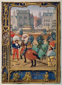 June: Jousting and a game with hobby horses, from a Book of Hours, or the Golf Book, c.1520-30