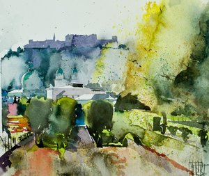 Salzburg from Mirabell Gardens, 2008 by Simon Fletcher