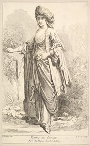 Woman of the Levant, from Recueil de diverses figures étrangères Invented by F. Bouc... by Simon Francois Ravenet