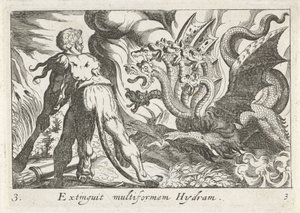Hercules Fighting the Hydra of Lerna (Herculean Themes) by Simon Frisius