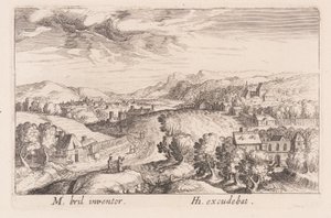 Hilly Landscape with Three Couples, from Topographia Variarum Regionum