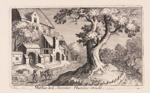 Man with a Donkey Walking by a Village, from Topographia Variarum Regionum by Simon Frisius