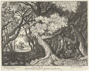 Attack on a Man in a Forest (series title: Parable of the Good Samaritan) by Simon Frisius