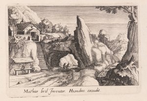 Pair of Figures Walking Under a Rock Bridge, from Topographia Variarum Regionum by Simon Frisius