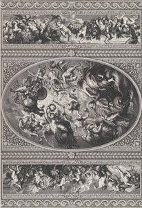 The Apotheosis of James I in an Oval at Center, Friezes with Putti and Garlands by Simon Gribelin