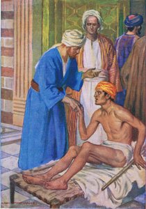 Peter and John at the beautiful gate, from The Bible Picture Book published by Thomas Nelson, c.1950 by Simon Harmon Vedder