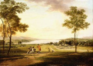 Lake Geneva from the slopes of Cologny looking towards Eaux-Vives by Simon Malgo