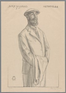 Portrait of Dirk Hidde Nijland with Coat over Arm by Simon Moulijn (signed by artist)
