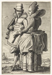 Man and Woman Dressed in Fashion of circa 1625 by Simon Poelenburg (attributed to)