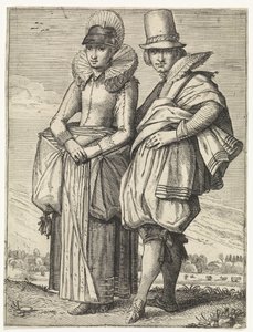 Man and Woman Dressed According to the Fashion of circa 1625 by Simon Poelenburg (attributed to)