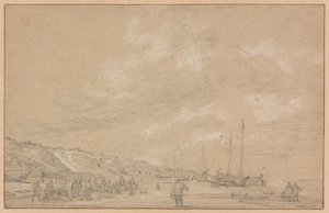 Fishermen Drying Nets on Scheveningen Beach