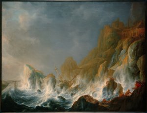 Shipwreck in a Sea Storm on a Rocky Coast