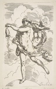 Fortune Standing on a Globe Emptying a Purse of Coins, ca. 1635-1636 by Simone Cantarini