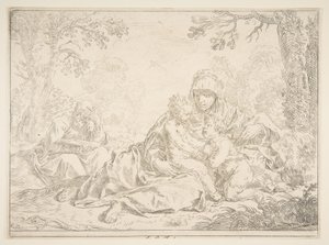 Holy Family with Saint John the Baptist, ca. 1637-1640 by Simone Cantarini