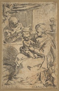 Holy Family with a Rosary by Simone Cantarini