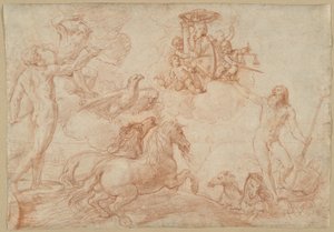 Jupiter, Neptune and Pluto Paying Homage to the Coat of Arms of Cardinal Borghese by Simone Cantarini