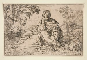 Rest on the Flight into Egypt by Simone Cantarini