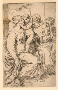 The Holy Family with Saint John by Simone Cantarini