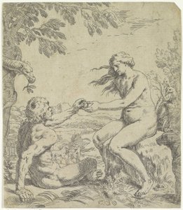 Temptation of Adam by Simone Cantarini