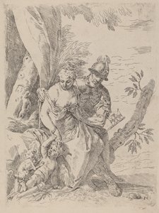 Mars, Venus and Cupid by Simone Cantarini after Veronese