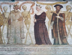 Death with the King, the Queen and the Doctor (detail) by Simone II Baschenis