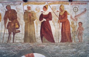 Death with the Lame Man, the Nun, the Young Woman, the Old Woman and the Child (Detail) by Simone II Baschenis