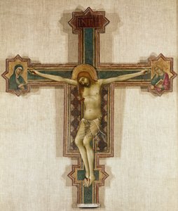 Crucifix with Virgin Mary and St John the Evangelist by Simone Martini
