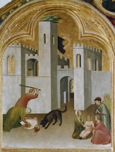 The miracle of the child grabs between the fangs of a wolf (detail) by Simone Martini