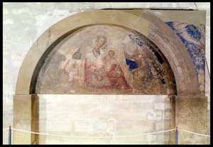 Tympanum Depicting the Virgin of Humility with the Christ Child Surrounded by Angels by Simone Martini