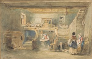 The Interior of Pitlessie Mill with a Man Sieving Corn by Sir David Wilkie