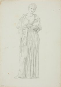 Draped Figure of Woman Playing on a Harp by Sir Edward Burne Jones