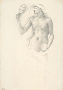 Semi-Nude Female Figure with Mirror in Right Hand by Sir Edward Burne Jones
