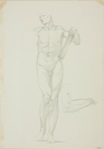Standing Male with Tablet; separate sketch of right arm by Sir Edward Burne Jones