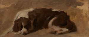 A Spaniel Lying Down by Sir Edwin Henry Landseer