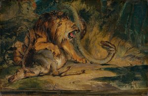 Lion Defending its Prey by Sir Edwin Landseer