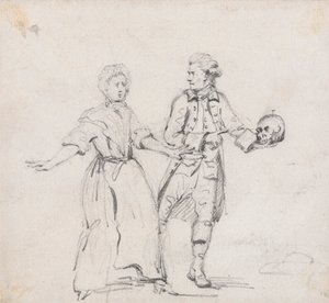 Two Figures with a Skull by Sir George Howland Beaumont seventh Baronet