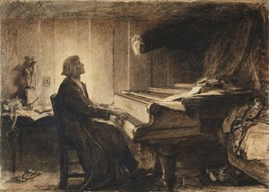 Franz Liszt at a Piano, 1904 by Sir Hubert von Herkomer