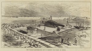 The Italian Hundred-Ton Gun in Position for Firing at Spezia